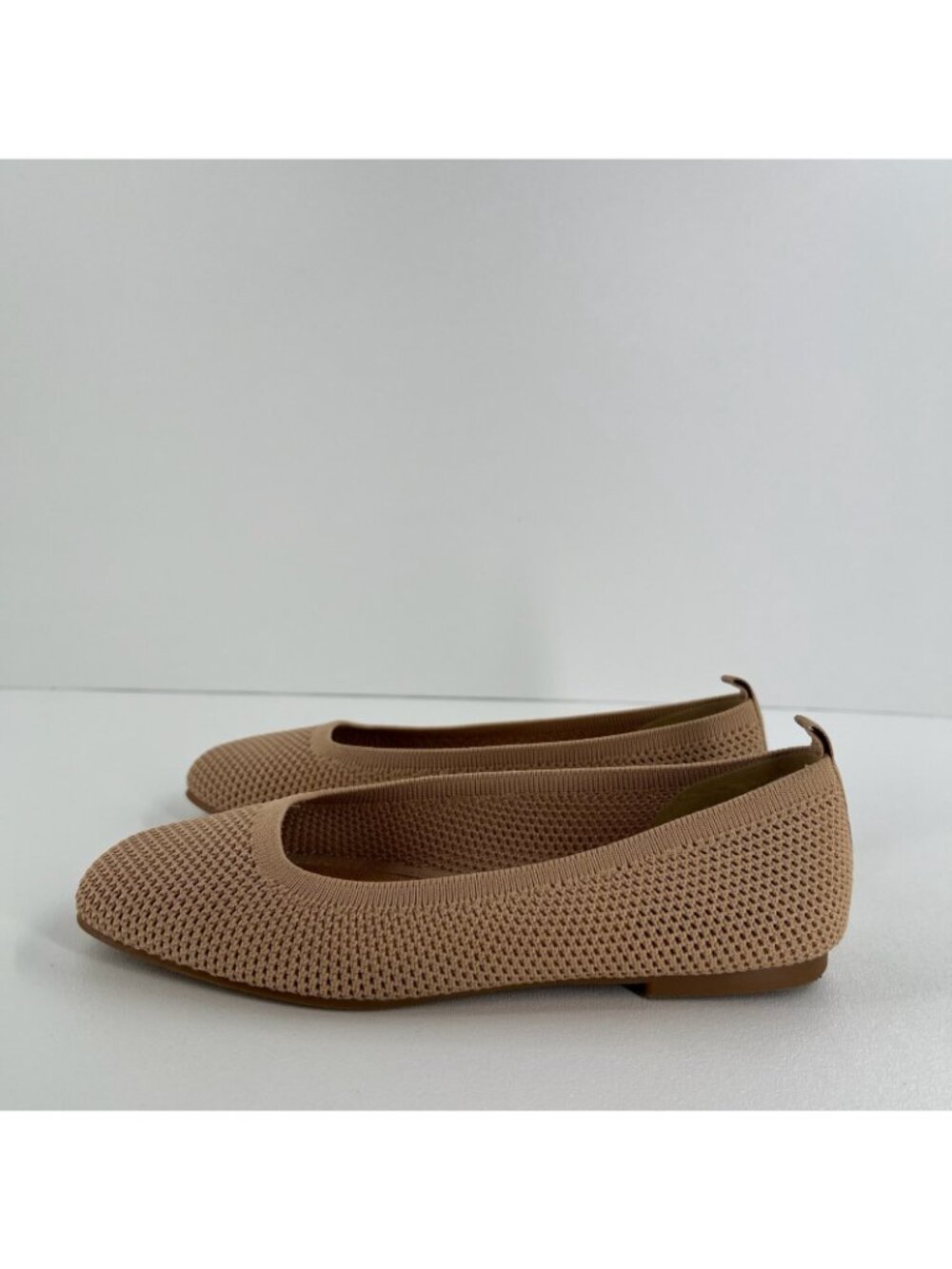 Lucky Brand Daneric Knit Ballet Flats Size 6.5 Washable Slip On Square Toe Beige - Picture 2 of 12